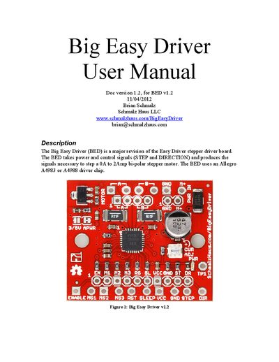 Schmalz Haus Big Easy Driver v1.2 User Manual - cover page