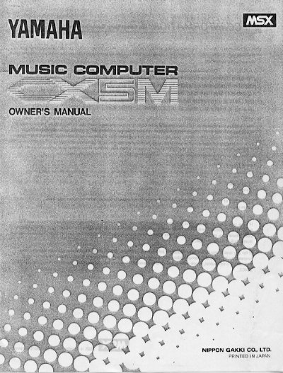 Yamaha CX5M Music Computer Owner's Manual