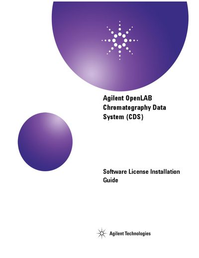 Agilent OpenLAB Chromatography Data System (CDS) Software License Installation Guide - cover page