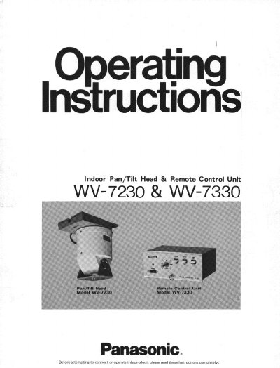 Panasonic WV-7230 MV-7330 Manual - cover page