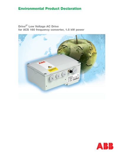 ABB Environmental Product Declaration Drive IT Low Voltage AC Drive for ACS 160 frequency converter 1.5 kW power - cover page