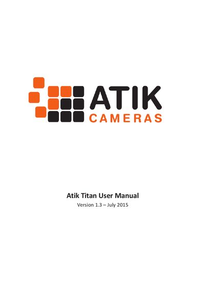 Atik Titan Camera User Manual Version 1.3 - cover page
