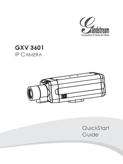 Grandstream GXV3601 IP Camera Quick Start Guide
