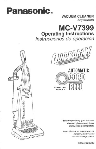 Panasonic MC-V7399 Vacuum Cleaner Operating Instructions - cover page