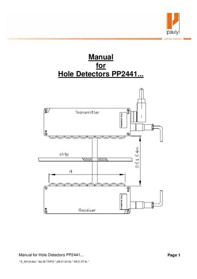 Pauly PP2441 Hole Detector User Manual - cover page