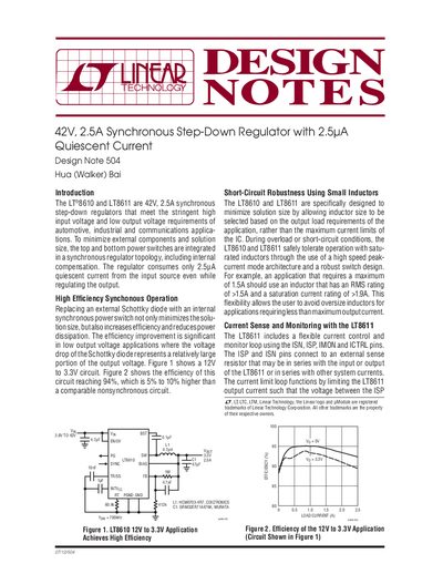 Linear Technology LT8610/LT8611 42V Synchronous Step-Down Regulator Design Note 504 - cover page