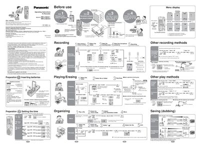 Panasonic RR-US361/RR-US360 IC Recorder Operating Instructions