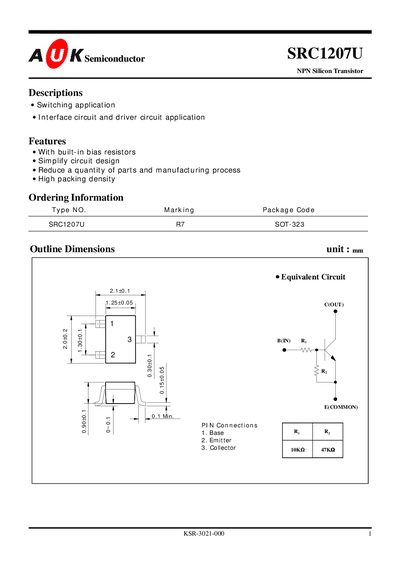 A K Semiconductor SRC1207U Datasheet - cover page