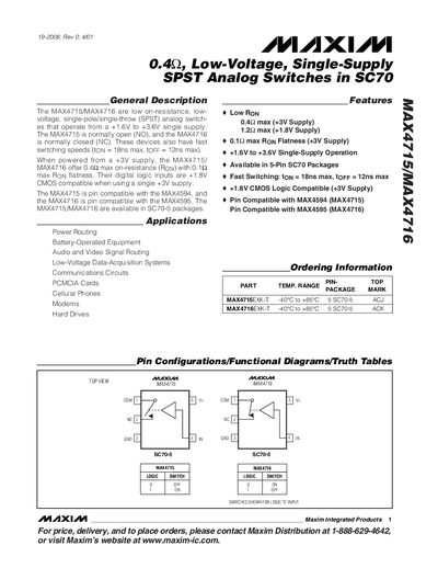 Maxim MAX4715 / MAX4716 Datasheet - cover page