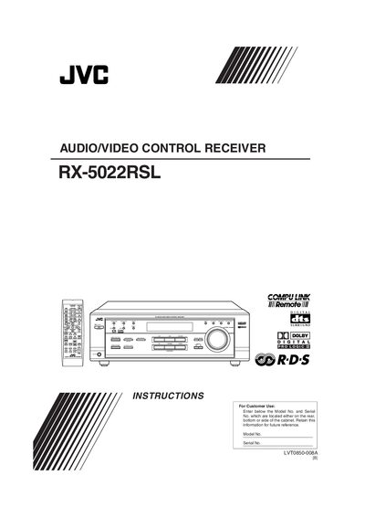 JVC RX-5022RSL Audio/Video Control Receiver User Manual