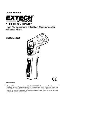 Extech Model 42530 High Temperature Infrared Thermometer User's Manual - cover page