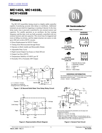 ON Semiconductor MC1455/MC1455B/NCV1455B Timers Datasheet
