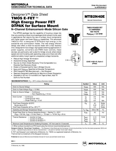 MOTOROLA MTB2N40E handbook - cover page