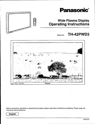 Panasonic TH-42PWD3U Wide Plasma Display Operating Instructions - cover page