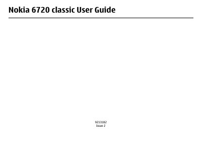 Nokia 6720 classic User Manual - cover page