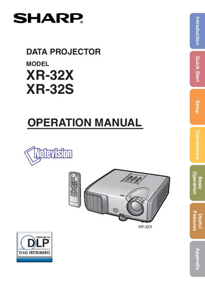 Sharp XR-32X/XR-32S Projector User Manual