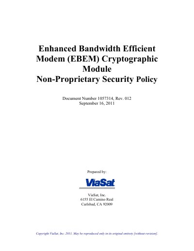 ViaSat EBEM Cryptographic Module Security Policy - cover page