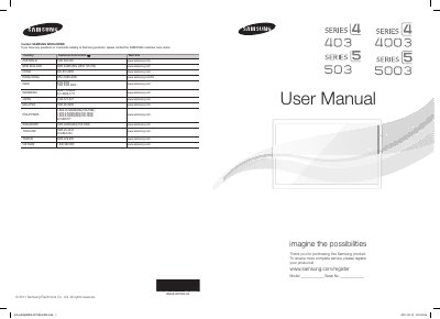 Samsung 503 TV User Manual - cover page