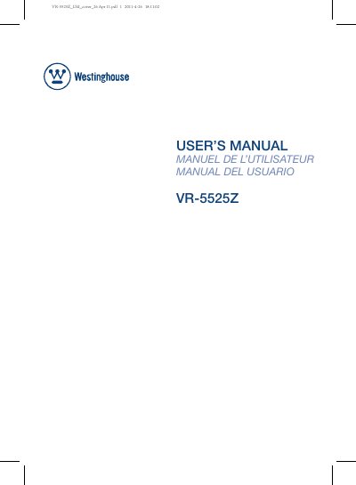 Westinghouse VR-5525Z TV User's Manual - cover page