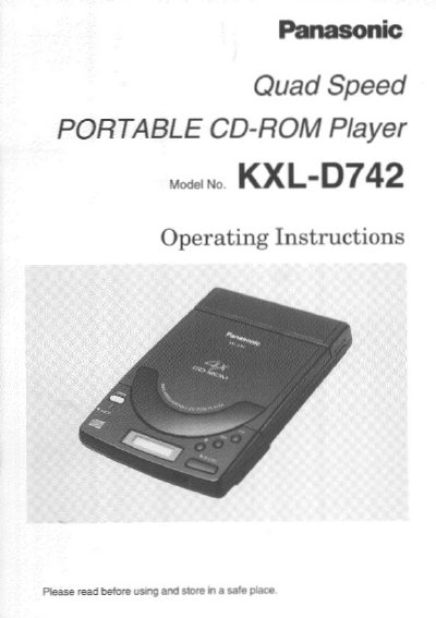 Panasonic KXL-D742 Portable CD-ROM Player Operating Instructions - cover page