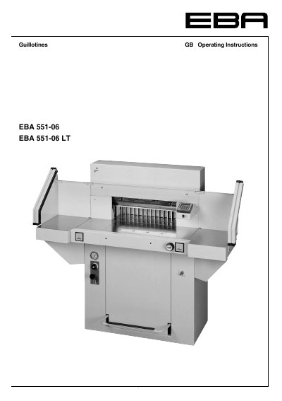 EBA 551-06/551-06 LT Guillotine Operating Instructions - cover page