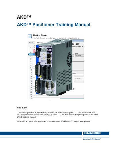 Kollmorgen AKD™ Positioner Training Manual - cover page