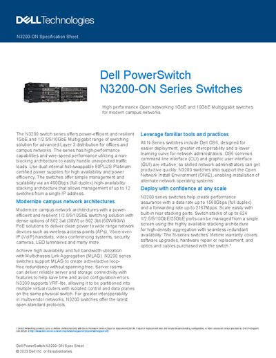 Dell PowerSwitch N3200-ON Specification Sheet - cover page