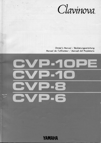 Yamaha CVP-10PE/10/8/6 Owner's Manual - cover page