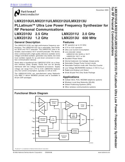 National LMX2310U/LMX2311U/LMX2312U/LMX2313U handbook - cover page