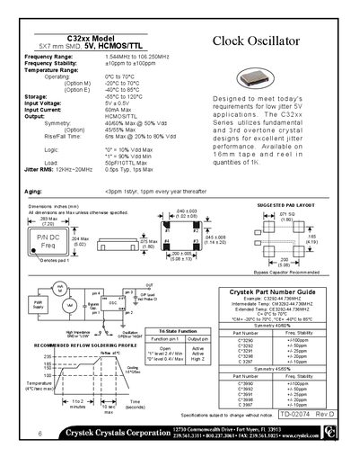 Crystek C32xx Clock Oscillator Datasheet - cover page