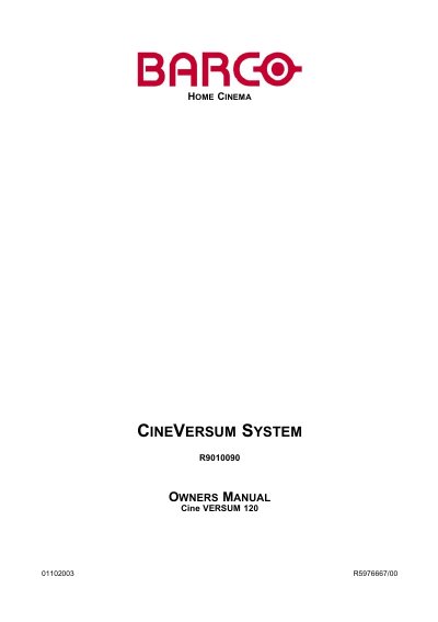 Barco Cine VERSUM 120 System User Manual - cover page