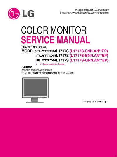 LG L1717S LCD Monitor Service Manual - cover page