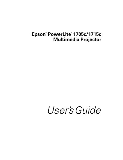 Epson PowerLite 1705c/1715c Multimedia Projector User Guide