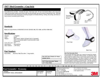 3M HGC1M-EG Heel Grounder Cup Style Datasheet - cover page