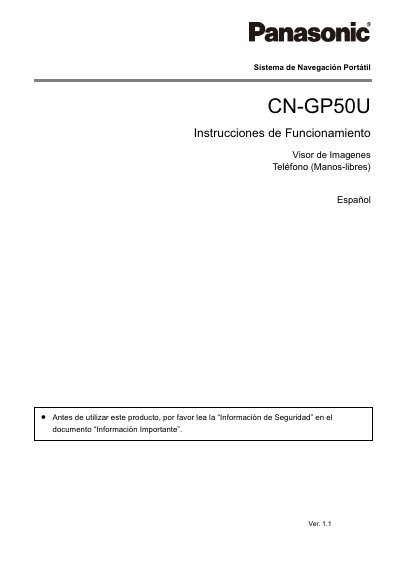 Panasonic CNGP50U-SPA Manual - cover page