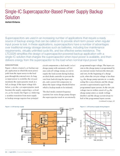 Analog Devices LTC3226 Single-IC Supercapacitor-Based Power Supply Backup Solution Application Note