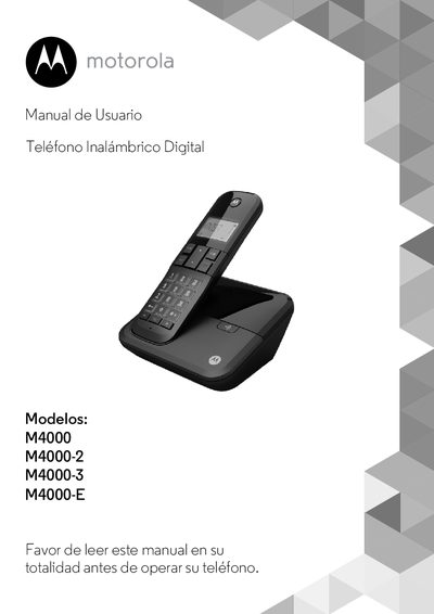 Motorola M4000/M4000-2/M4000-3/M4000-E Digital Cordless Phone User Manual - cover page