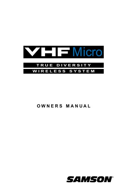 Samson VM1 VHF Micro Diversity Receiver Owner's Manual - cover page