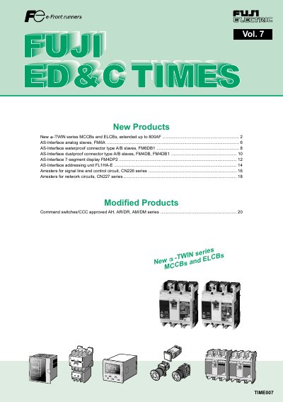 Fuji Electric TWIN Series MCCBs and ELCBs Product Catalog - cover page