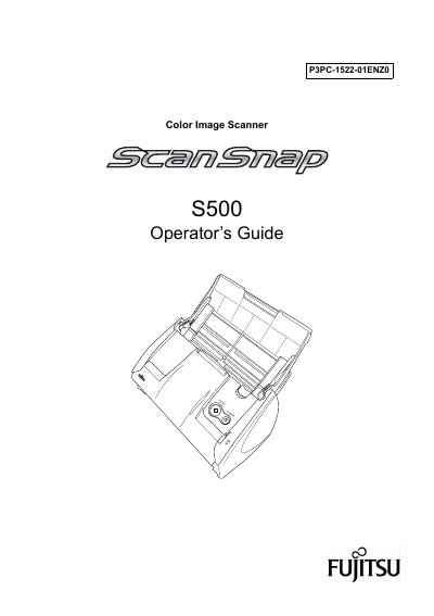 PFU ScanSnap S500 Operator's Guide