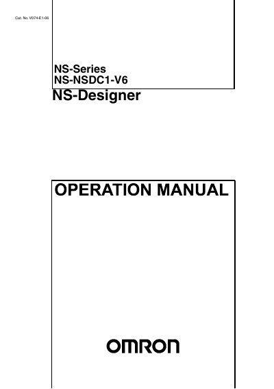 Omron NS-NSDC1-V6 NS-Designer Operation Manual - cover page