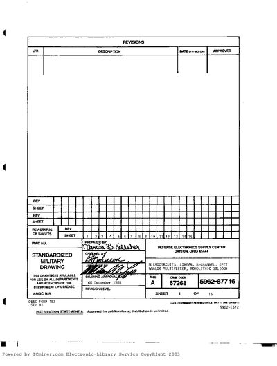 STANDARD MICROCIRCUIT DRAWING 67268 Datasheet (3) - cover page