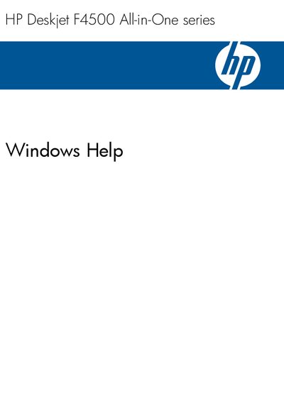 HP Deskjet F4500 All-in-One Windows Help User Manual - cover page