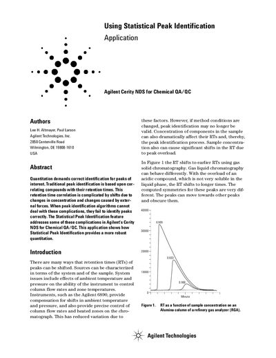 Agilent Cerity NDS Statistical Peak Identification Application Note - cover page