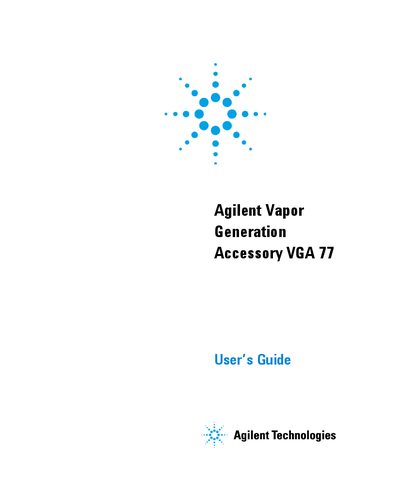 Agilent VGA 77 Vapor Generation Accessory User's Guide