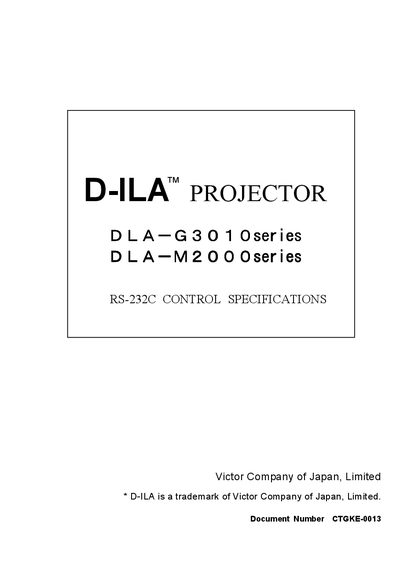 Victor DL-A-G3010 Series & DL-A-M2000 Series Projector RS-232C Control Specifications