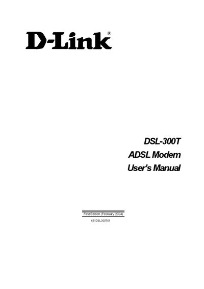 D-Link DSL-300T ADSL Modem User Manual - cover page