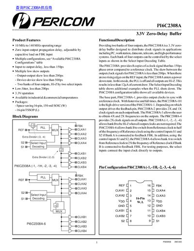 Pericom PI6C2308A Handbook - cover page