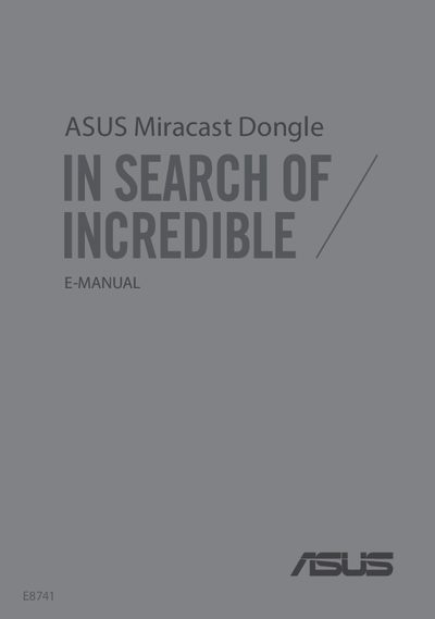 ASUS E8741 Miracast Dongle User Manual - cover page