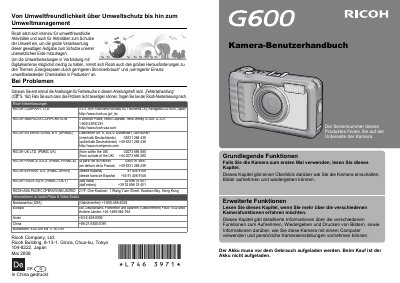 RICOH G600 digital camera Manual(1) - cover page